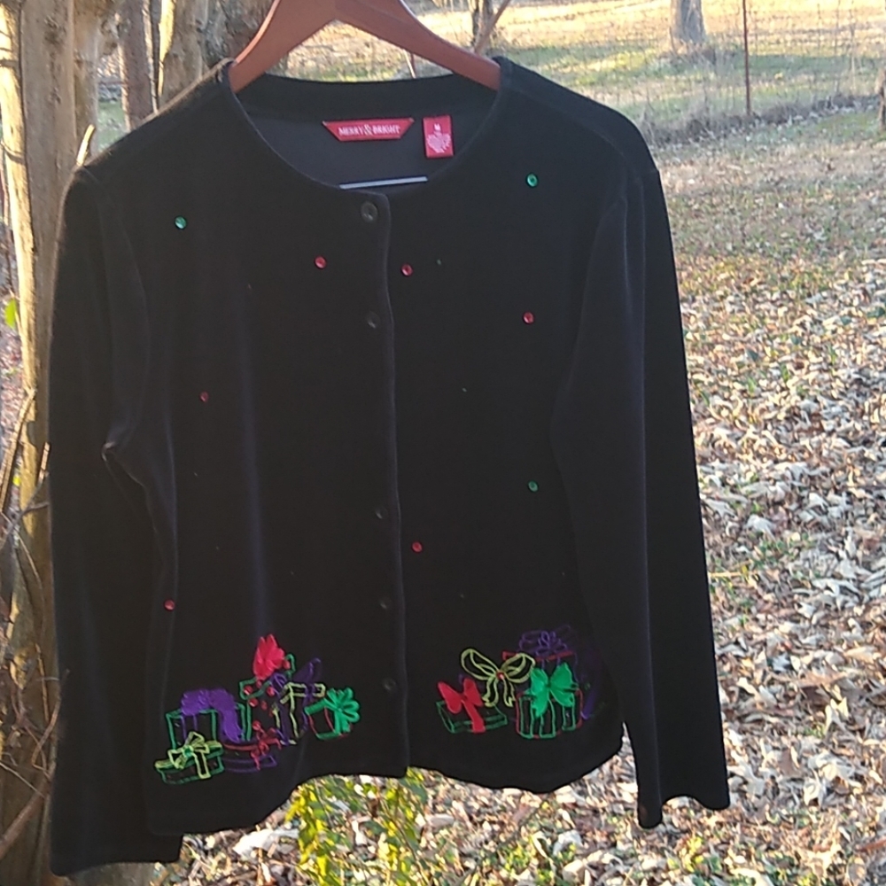 Merry and Bright Velour button front